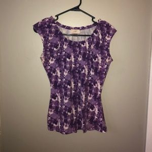 Purple Sleeveless Flower Express Shirt